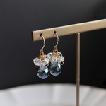 14kgf  雪あかりーブルーのガラスピアス(イヤリング)