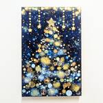 クリスマスツリー雪と星の夜