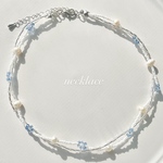 【一点限り】ビーズネックレス　ビーズアクセサリー　ビーズチョーカー　ビーズ　ステンレスネックレス