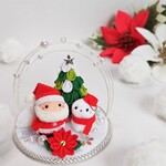 サンタさんと雪だるま＊ちりめんつまみ細工＊置き飾り