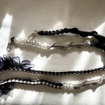 パラコード　スマホ　ショルダー　ストラップ　ハンドメイド　フリル　リボン　パールビーズ