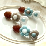 ハート フラワー ヘアクリップ  【ブルー】 淡色 韓国子供服 ベビーヘアアクセサリー キッズヘアアクセサリー 