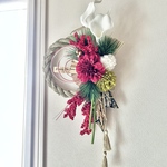 No.112 い草の紅白しめ縄リースお正月飾り　玄関リース　しめ飾り　お正月ハンドメイド2026