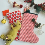 christmas  stocking / red stripe 　靴下　クリスマスソックス　クリスマスオーナメント　プレゼント　サンタ　Xmas クリスマスツリー　くつした　タペストリー