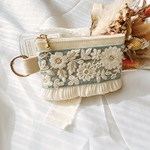 秋に向けたインド刺繍リボンのポーチ　チャック付きポーチ
