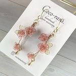 [ﾃﾞｨｯﾌﾟﾌﾗﾜｰ]煌めく薔薇ピアス/イヤリング(クリアレッド)