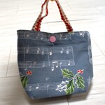 クリスマス音符と柊のプチバッグキーホルダー