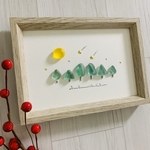 シーグラスアート 癒しの森 お月見 満月 星に願いを インテリア雑貨 北欧 観葉植物 ガラス細工 海の宝石 ハロウィン ウェルカムスペース 玄関 トイレ 飾り ギフト 誕生日プレゼント 贈り物