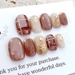 チェックネイル　クリスマスネイル　マグネットネイル　キラキラネイル　冬ネイル