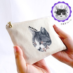 【うちの子刺繍】フラットポーチ ファスナーポーチ ポケットティッシュ入れ付き【刺繍】UT-001