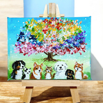 hanna8739様ご注文のお品です。※再販【虹色の木と犬and猫】　絵　小さい絵　アート　犬　猫　