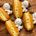 ぴたっとこいぬのたまごサンド　コッペパン　樹脂粘土　フェイクフード　フェイクスイーツ　ミニチュアフード　ミニチュア　食品サンプル【🎁】
