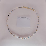 【mix necklace🥣】 ブルー × ブラウン　淡水パール　ビーズネックレス