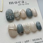 【NO.27】水色お花ニュアンスネイル　