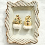 レア✨ヴィンテージ ★クリスマスツリー🎄✖︎雪だるまのピアス　イヤリング　ブローチ　レトロポップ　個性的　昭和レトロ　ファンシー　大ぶり　一粒大　星　スター　ゴールド