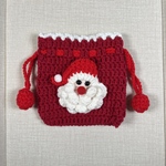 【新品】手作り 刺繍 毛糸 かぎ針編み ニート ドローストリングポーチ 小物収納 巾着袋 誕生日プレゼント卒業祝い手作りの贈り物【クリスマス限定｜サンタクロース】1点