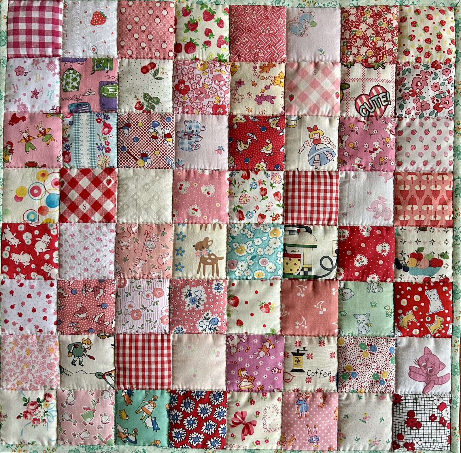 アンティークキルト✳︎ヴィンテージ布パッチワーク パッチワークキルト＊30'復刻柄&ビンテージ布 FLOUR缶 - EMIMUKU'S