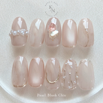 Pearl Blush Chic    ニュアンスネイル ブライダルネイル ブライダル ウェディングネイル ウェディング 花嫁 お呼ばれ 結婚式 クリスマス 振袖 成人式 ネイルチップ 冬