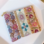  【12cmファスナー】インド刺繍のポーチ　フラットポーチ　