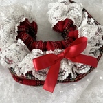 Xmas Plaid Lace Bib ぬくもり感じる冬のチェックスタイル♡／犬　猫　スタイ　ビブ
