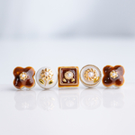 quiet bloom – tortoiseshell ｜美濃焼タイルのピアス/イヤリング　5粒セット　べっこう　花　ラメ