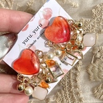 鮮やかオレンジ🍊のアルコールハートシャンデリア　ピアス&イヤリング
