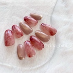 うる艶いちじくニュアンスネイル｜マグネットネイルチップ｜大人カラー