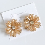［2個］フラワーパーツ / 花パーツ / カボション / ミルキーゴールド / ゴールド / 30mm / ビジュー / ビーズ / アクセサリーパーツ / ハンドメイド素材 / cp534