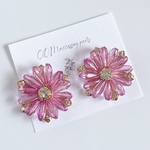 ［2個］フラワーパーツ / 花パーツ / カボション / パープル / ゴールド / 30mm / ビジュー / ビーズ / アクセサリーパーツ / ハンドメイド素材 / cp456