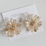 153) ２個(１ペア) / 30mm / フラワーパーツ / ハンドメイドパーツ /アクセサリーパーツ / ピアス / イヤリング / 花 / カボション / クリア