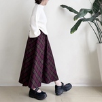 フレアースカート　* Burgundy タータンチェック柄 *