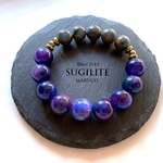 【香乎⌘様専用◆御売約11*13】　BL450-673マーブルジェイドPURPLE＆レガライト 17㎝*天然石ブレスレット【送料無料】