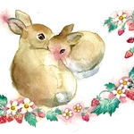水彩画 原画 苺兎