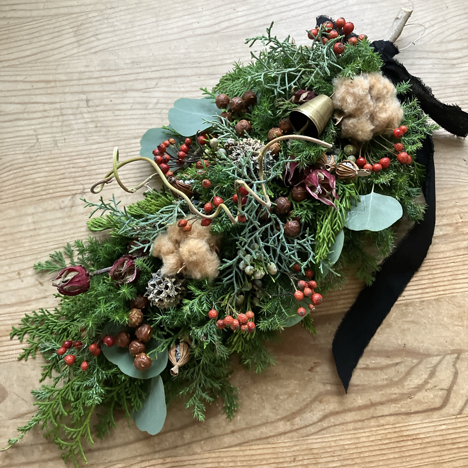 ユーカリ香るグリーンリース パンパスグラス グレビレア - flowerkuu