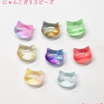 【約10mm   約20個】にゃんこガラスビーズ ペイントビーズ 横穴貫通 猫 ネコ ねこ キャット