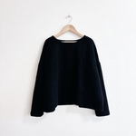 ウールリッチパイルのクルーネックワイドプルオーバー/ブラック