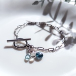チャーム外付け ステンレス マンテル ブレスレット 2way   【銀河のしずく／silver col.】 モスカイヤナイト アクアカイヤナイト 水晶 天然石ブレスレット