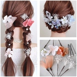 選べる 5カラー  小花 リボン パール 紫陽花 かすみ草 ヘアピン ツイテール  ⑭ 結婚式 七五三　フラワー ベッドアクセサリー　
