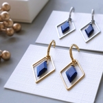 【ピアスorイヤリング】冬の夜空をテーマにしたDiamond-shaped Lapis Lazuli  4way サージカルステンレス クリスマス2025
