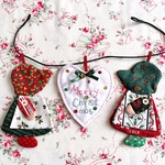 パッチワークキルト・クリスマスガーランド　スーとハートのミニオーナメント　ミニサイズ