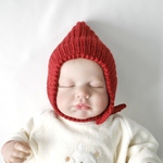 New! 赤ちゃんをやさしく包む ピクシーニット帽【えんじ】