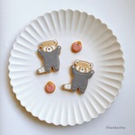 レッサーパンダの威嚇セット（レッサーとりんごの計2枚入り）【アイシングクッキー】