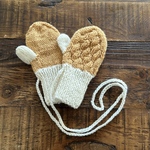 ＜オーダー＞キッズ手編み手袋＊ウール100％＊黄色×白