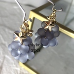 NEW オリジナル　2個/ グレー　フロストドロップビーズ　スター付き　ツリー　チャーム  MCH331