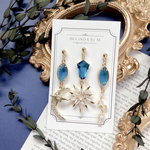 〜アズールブルー〜ガラスアシンメトリーデザインピアスorイヤリング　