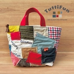 tuttifun＊check+irodori canvas bag     A178
