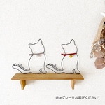 【猫ちゃんのwelcome】赤orグレーをお選びください♡ ワイヤーアート　ワイヤークラフト　優しい音が鳴る鈴がポイント♡  (送料無料)