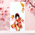 和風　着物　お札が折らずに入る和紙人形のぽち袋　のし袋　お祝い袋　羽子板　七五三