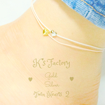 再販♡選べる20色 ♡Twin Hearts♡とカラフルコードのアンクレット 2 ♡ゴールド シルバー