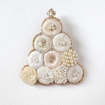 刺繍クリスマスツリーブローチ𖠰